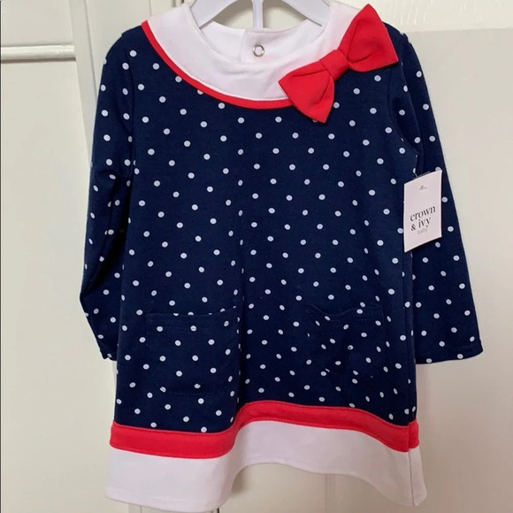 NWT Crown & Ivy Polka Dot Dress size 18 months - Picture 1 of 5